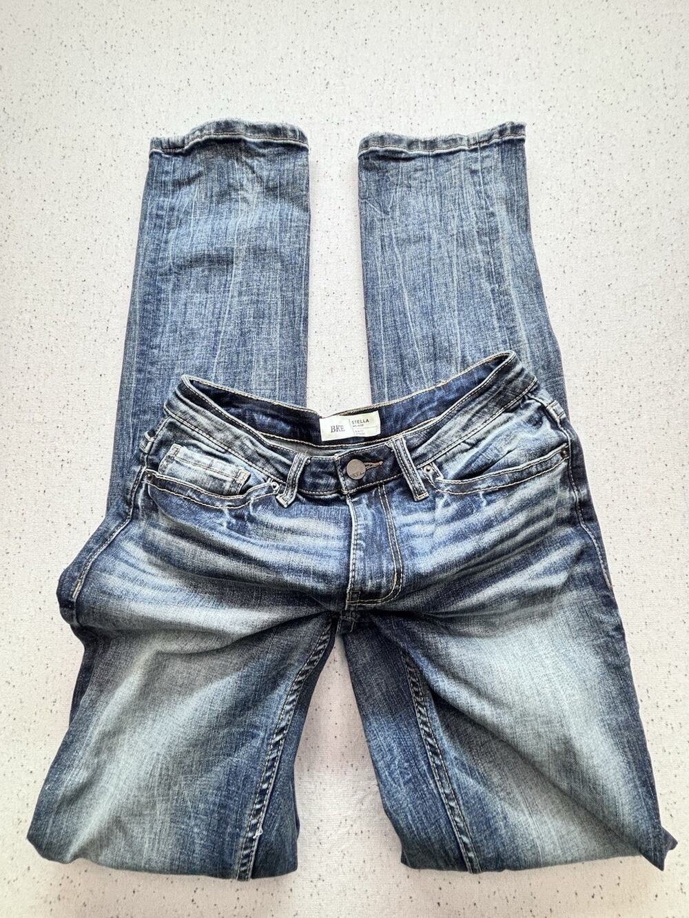 BKE Stella Mid Rise Slim Fit Straight Leg Jeans Womens Sz 28 x 33.5